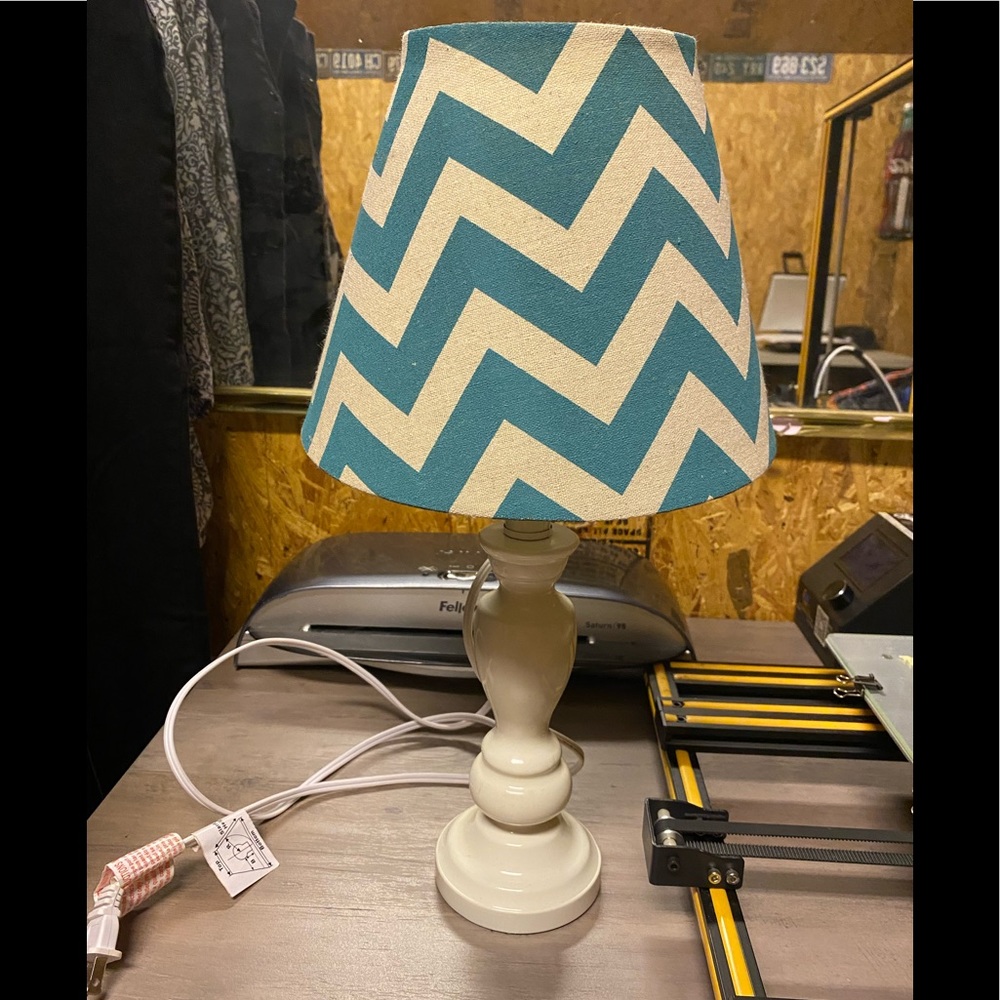 Blue and White Chevron Lamp